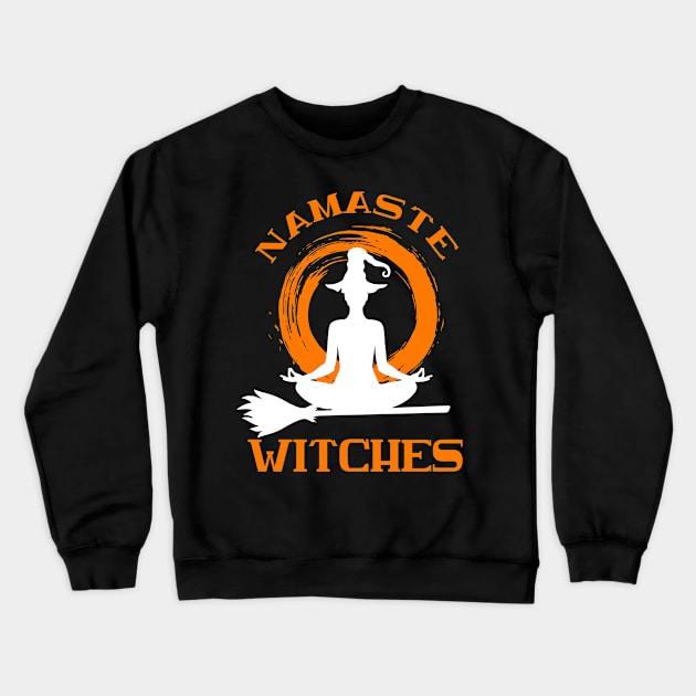 Halloween Yoga Namaste Witches Crewneck Sweatshirt by thuden1738